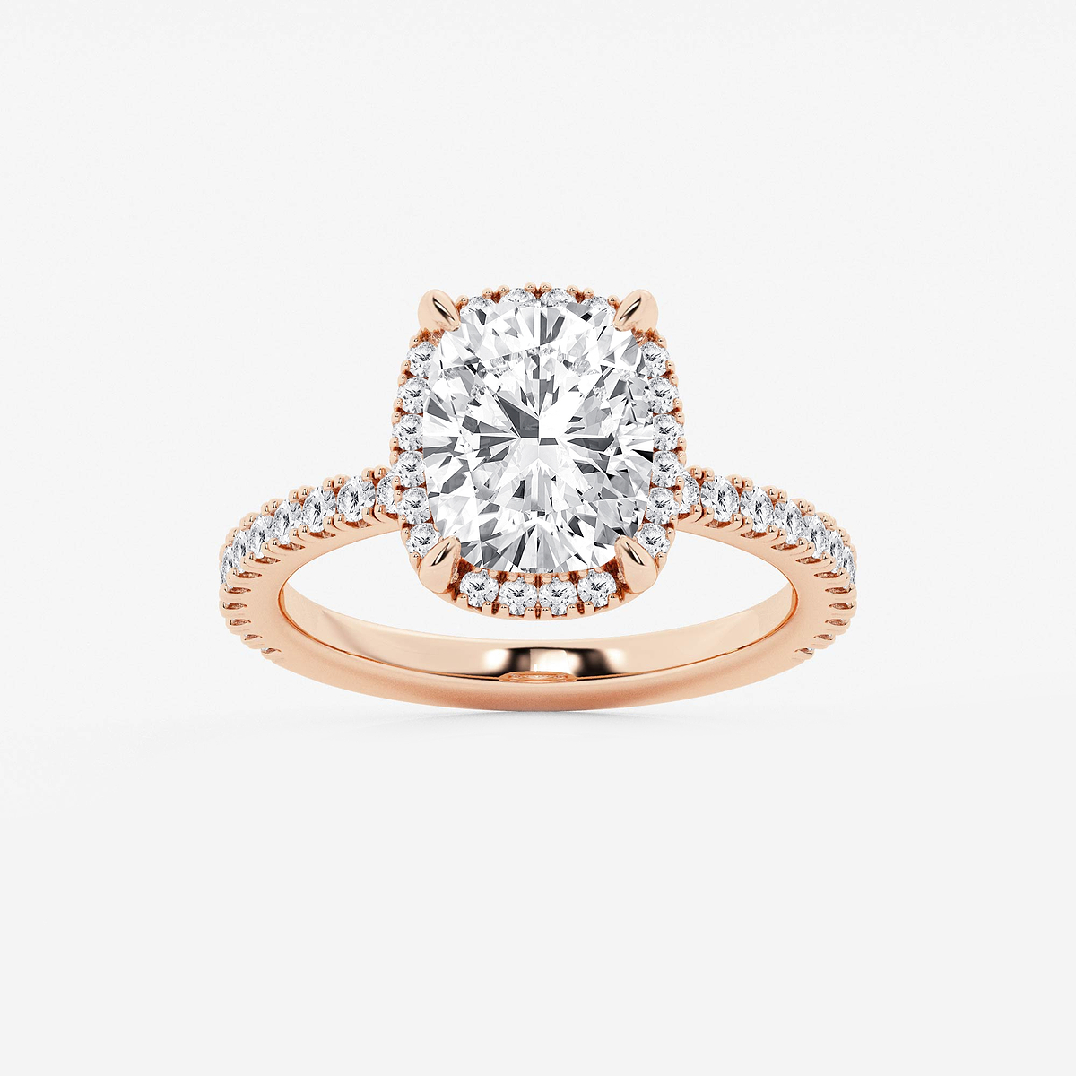 3 2/5 ctw Elongated Cushion Lab Grown Diamond Halo Engagement Ring